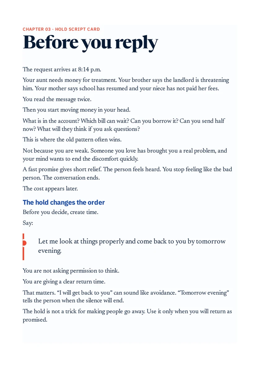 Before you reply page from the guide