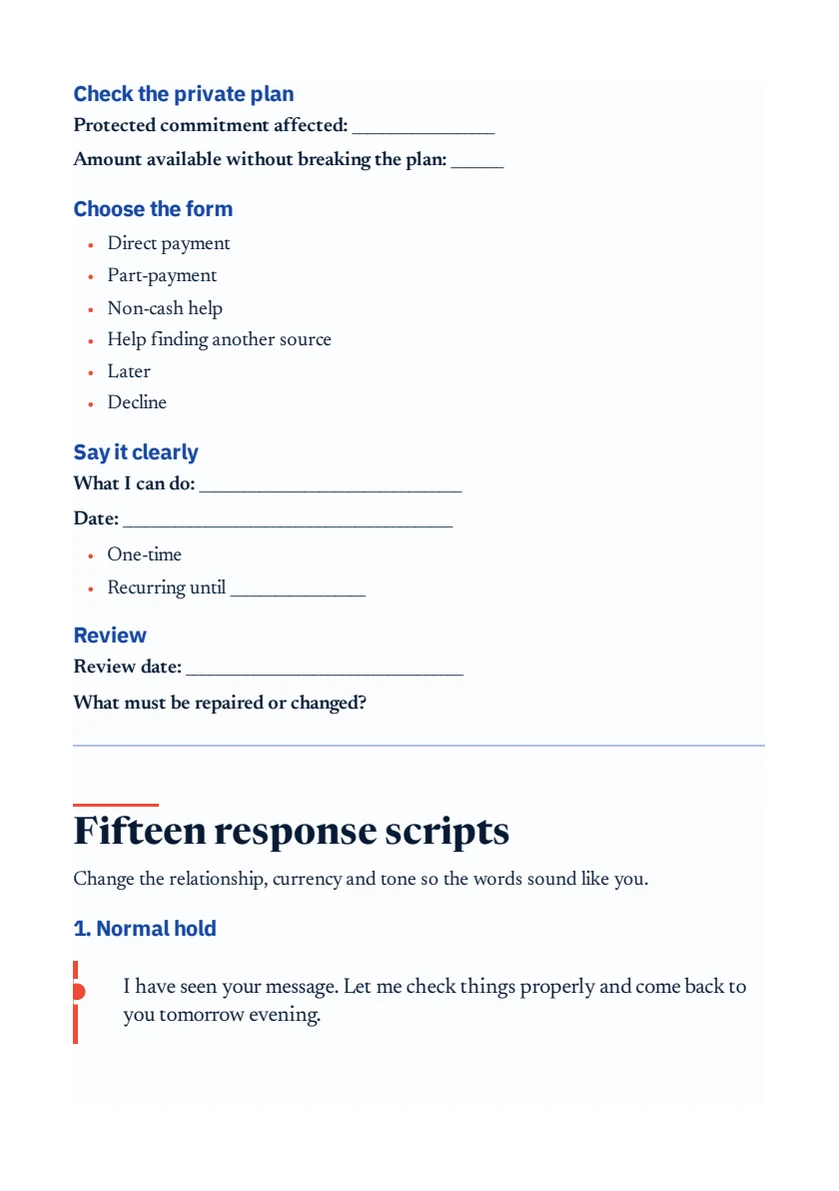 One-minute request check worksheet from the guide